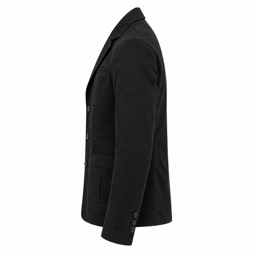 Veste homme casual noire Wearviro, vue de profil