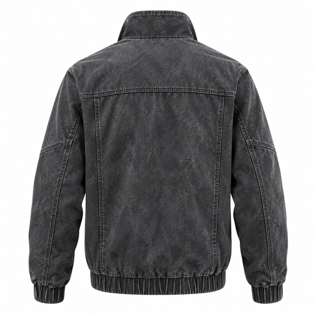Veste bomber effet denim délavé gris anthracite Wearviro, vue de dos