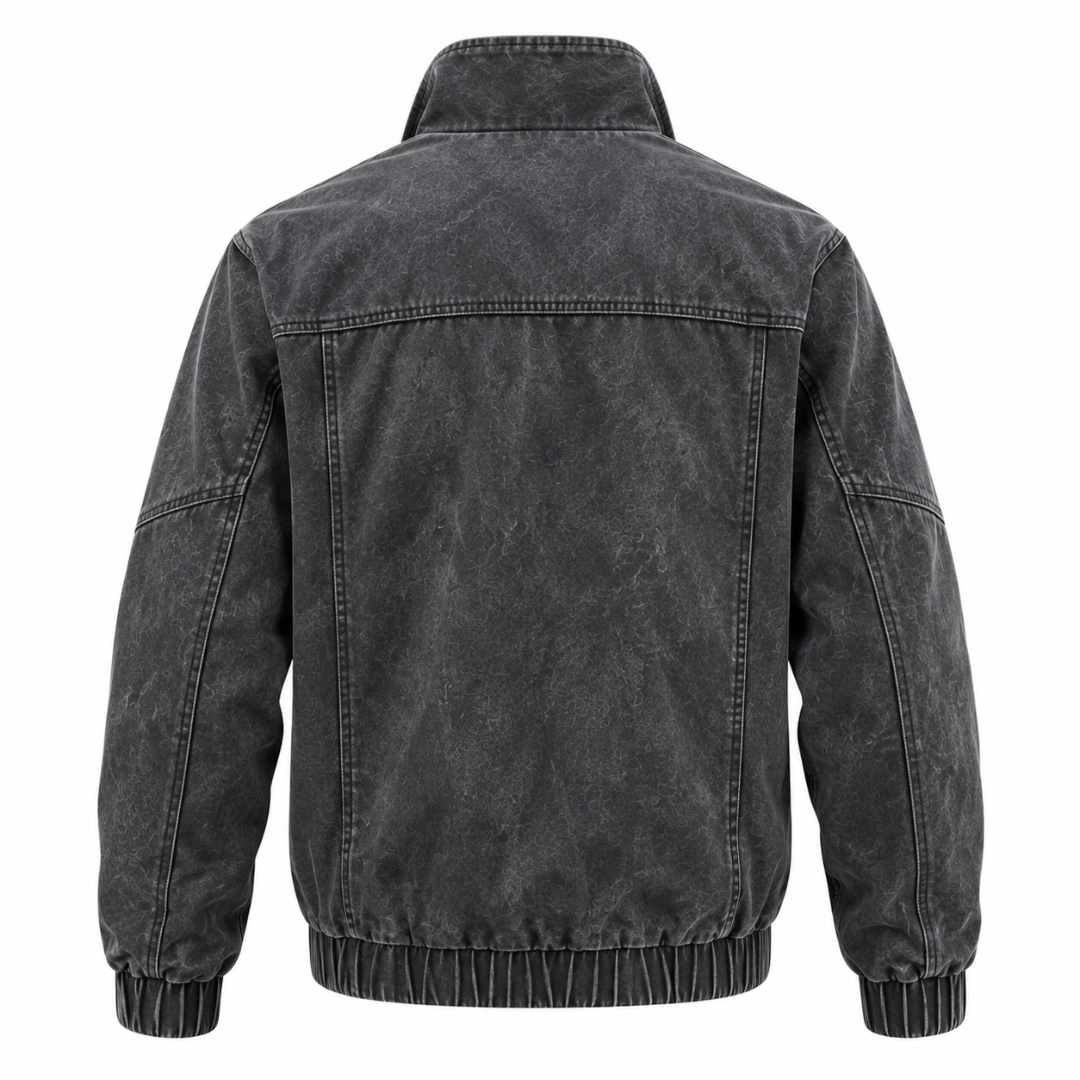 Veste bomber effet denim délavé gris anthracite Wearviro, vue de dos