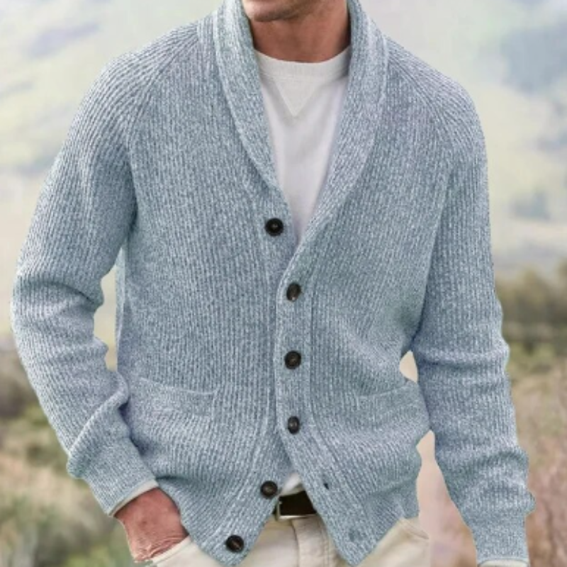 Gilet Homme En Maille Côtelée – Col Châle