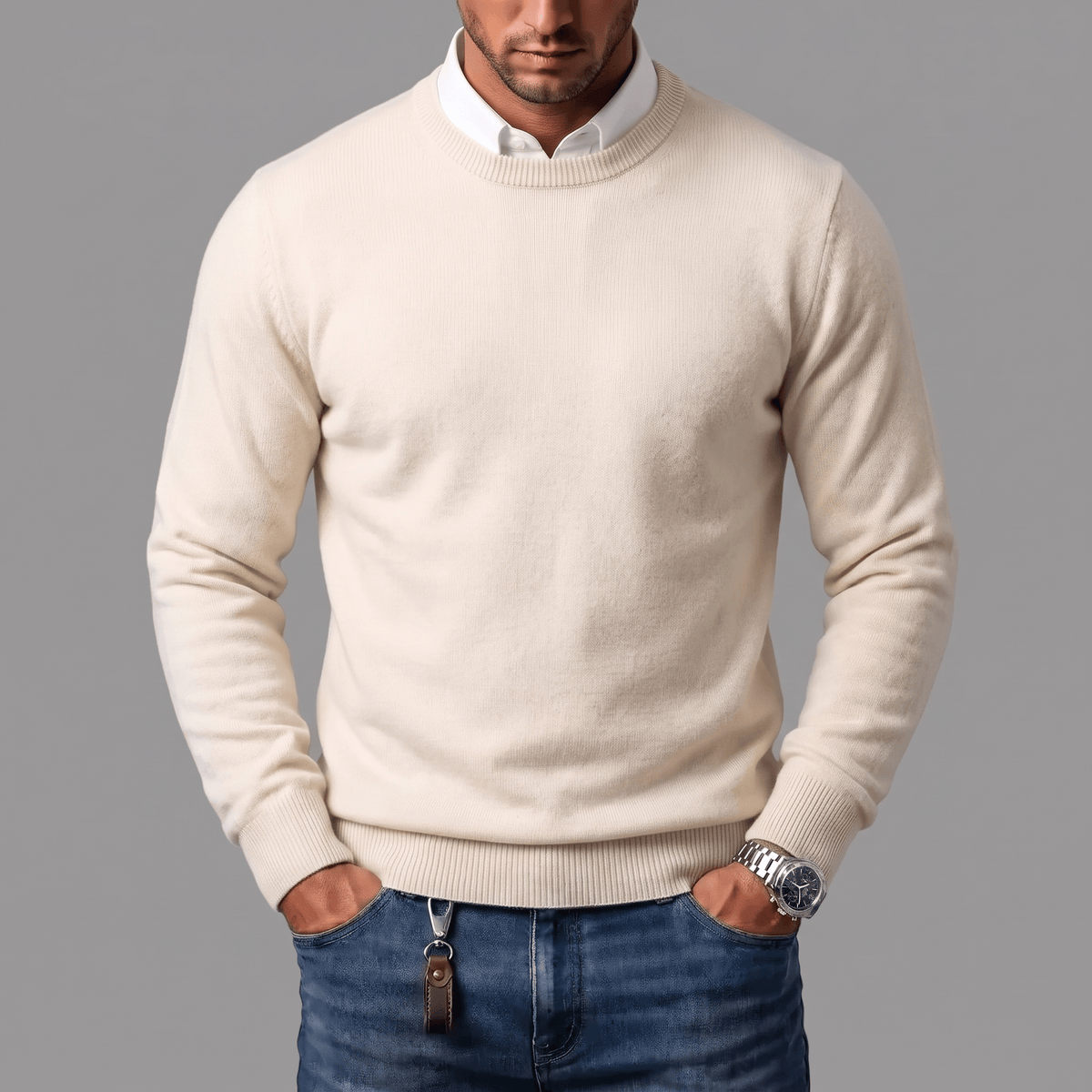 Pull Col Rond Homme En Maille Douce