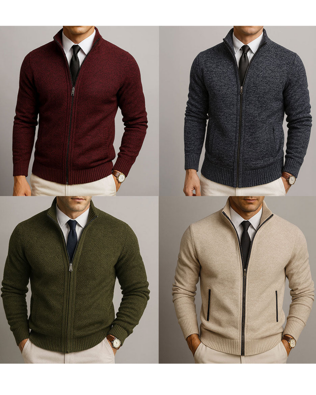 Gilet Zippé Homme En Maille – Col Montant