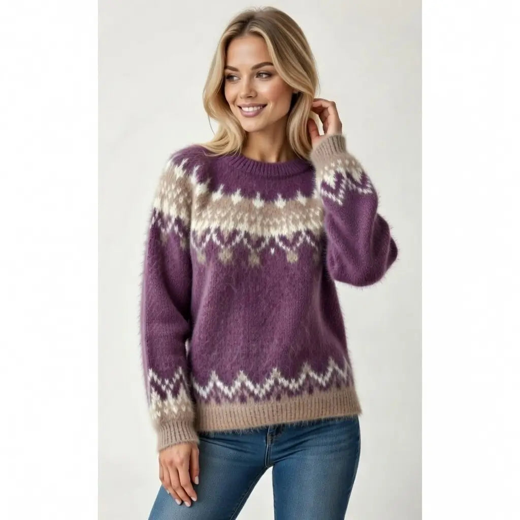 Pull Femme En Maille Jacquard