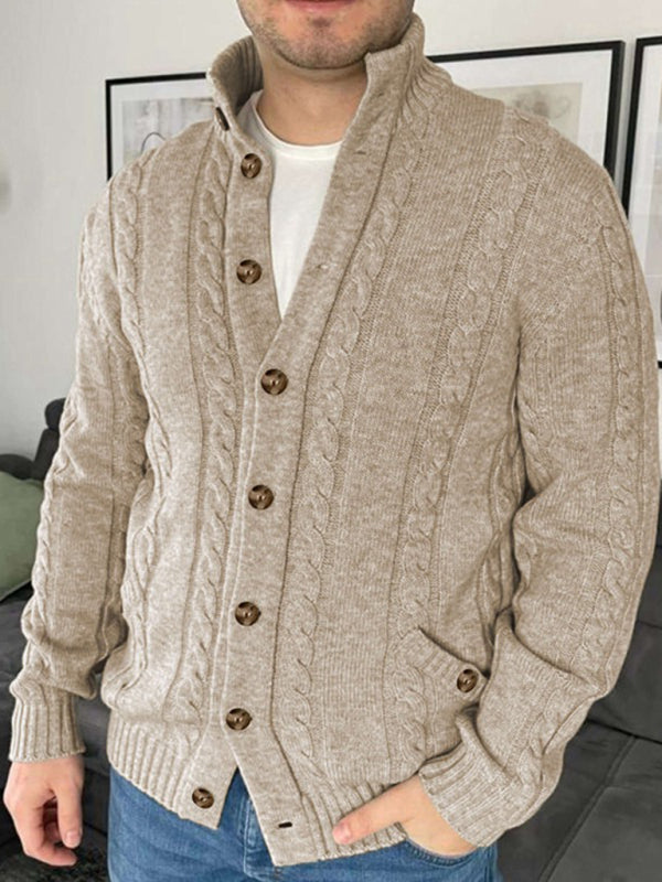 Gilet Homme En Maille Torsadée – Col Montant