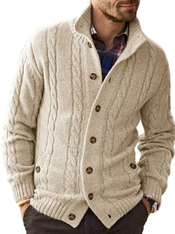 Gilet Homme En Maille Torsadée – Col Montant