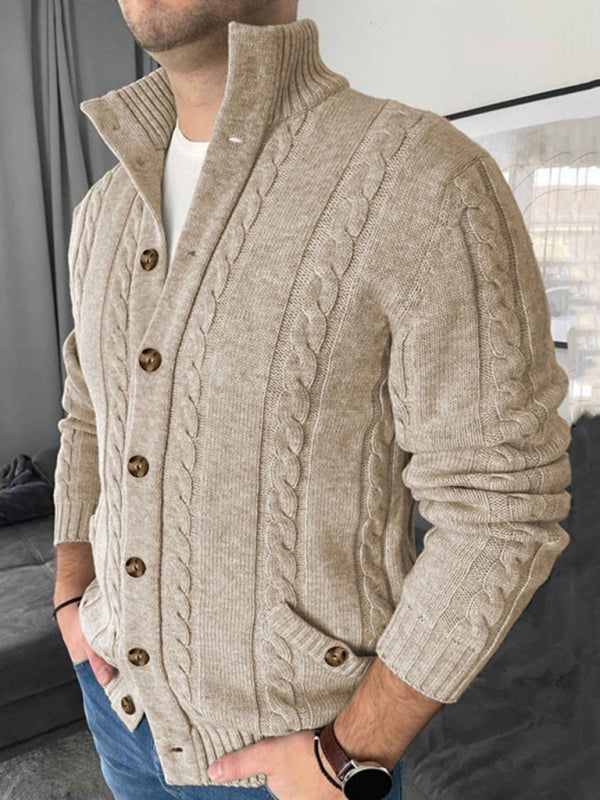 Gilet Homme En Maille Torsadée – Col Montant