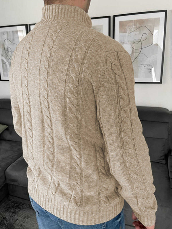 Gilet Homme En Maille Torsadée – Col Montant
