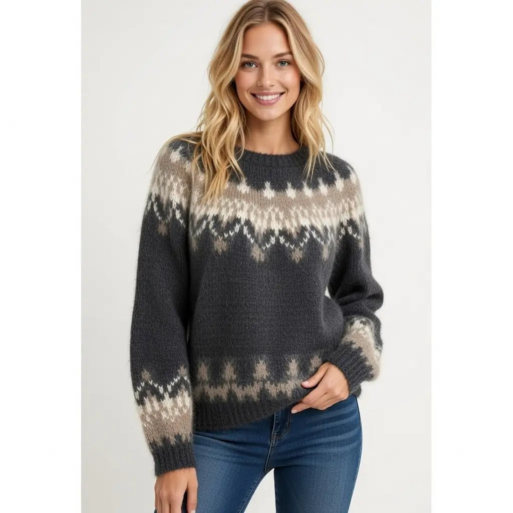 Pull Femme En Maille Jacquard