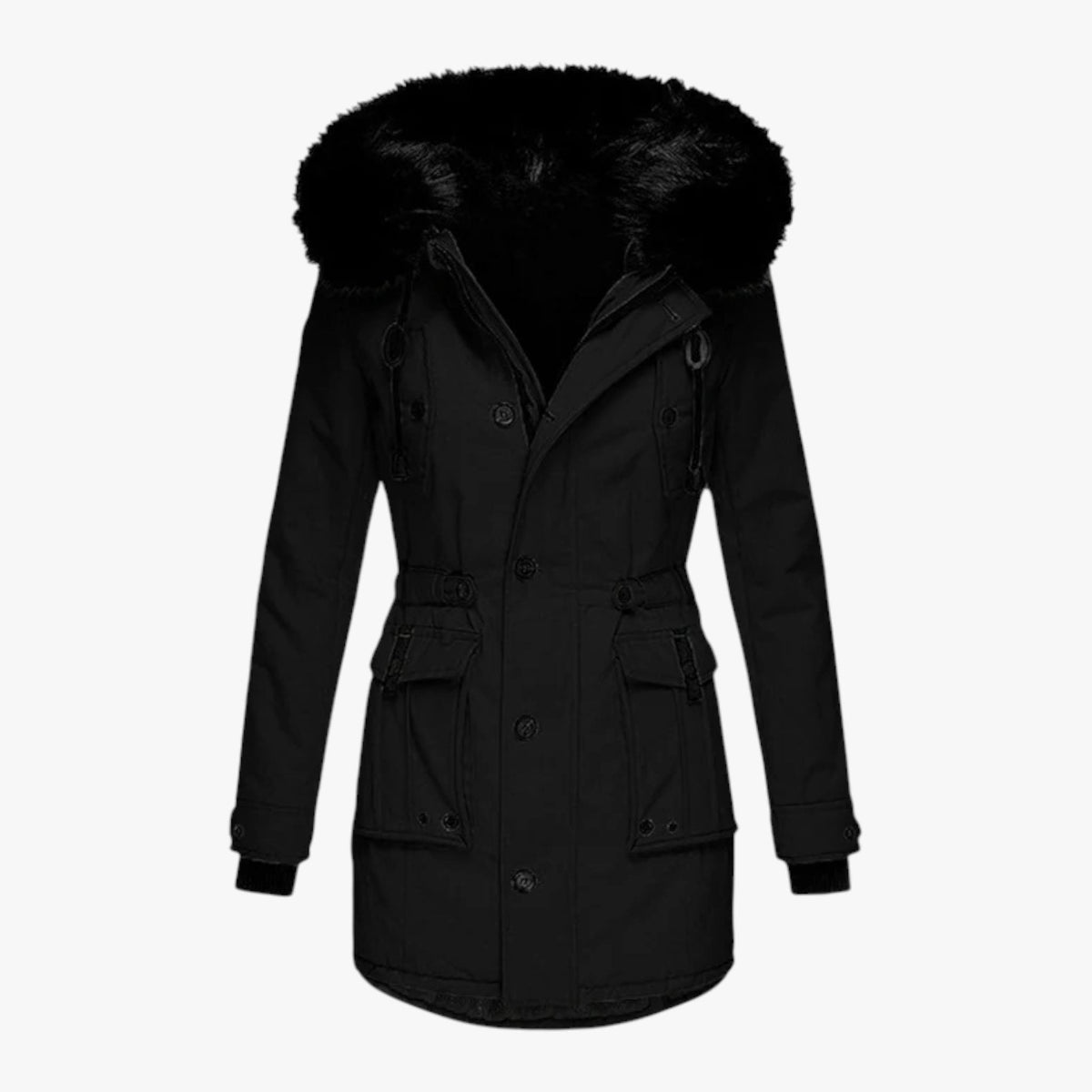 Manteau Long Matelassé Femme – Capuche Fausse Fourrure