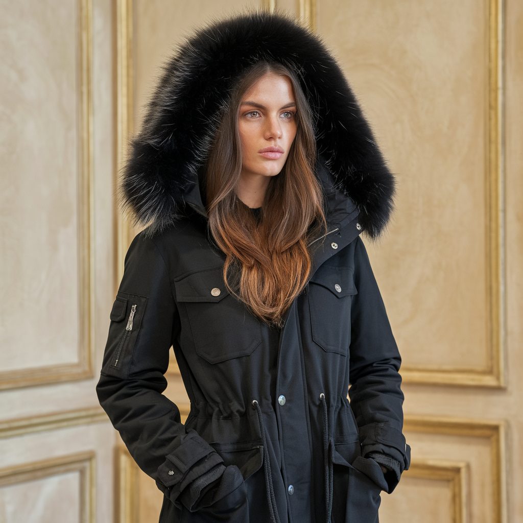 Manteau Long Matelassé Femme – Capuche Fausse Fourrure