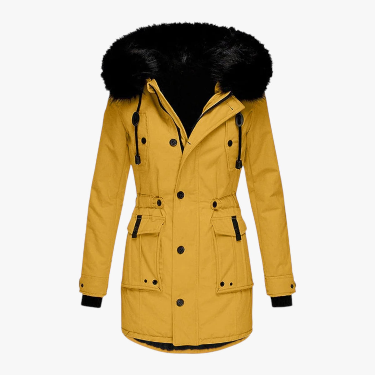 Manteau Long Matelassé Femme – Capuche Fausse Fourrure