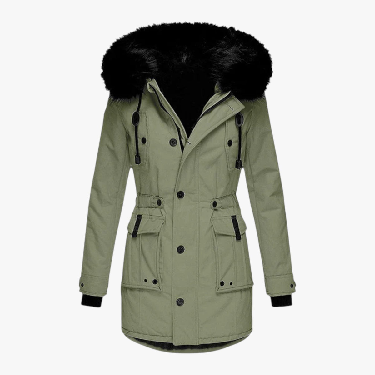 Manteau Long Matelassé Femme – Capuche Fausse Fourrure