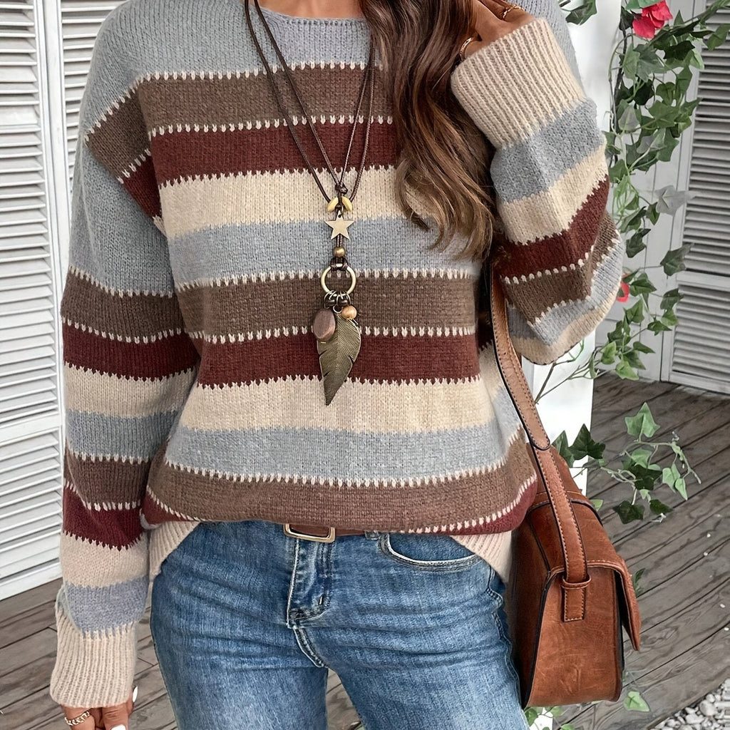 Pull Femme Rayé Style Vintage – Col Rond