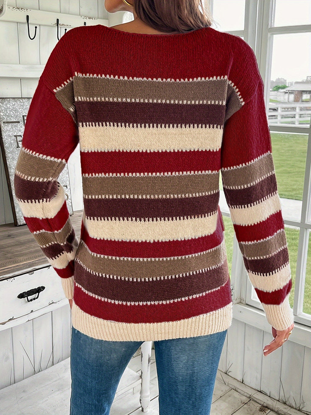 Pull Femme Rayé Style Vintage – Col Rond