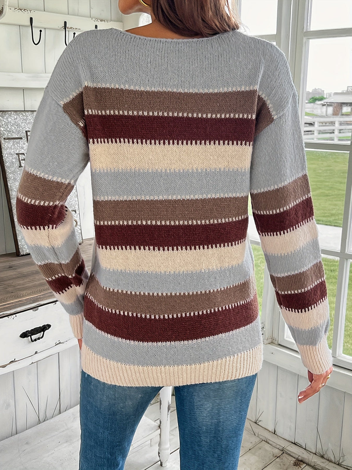Pull Femme Rayé Style Vintage – Col Rond
