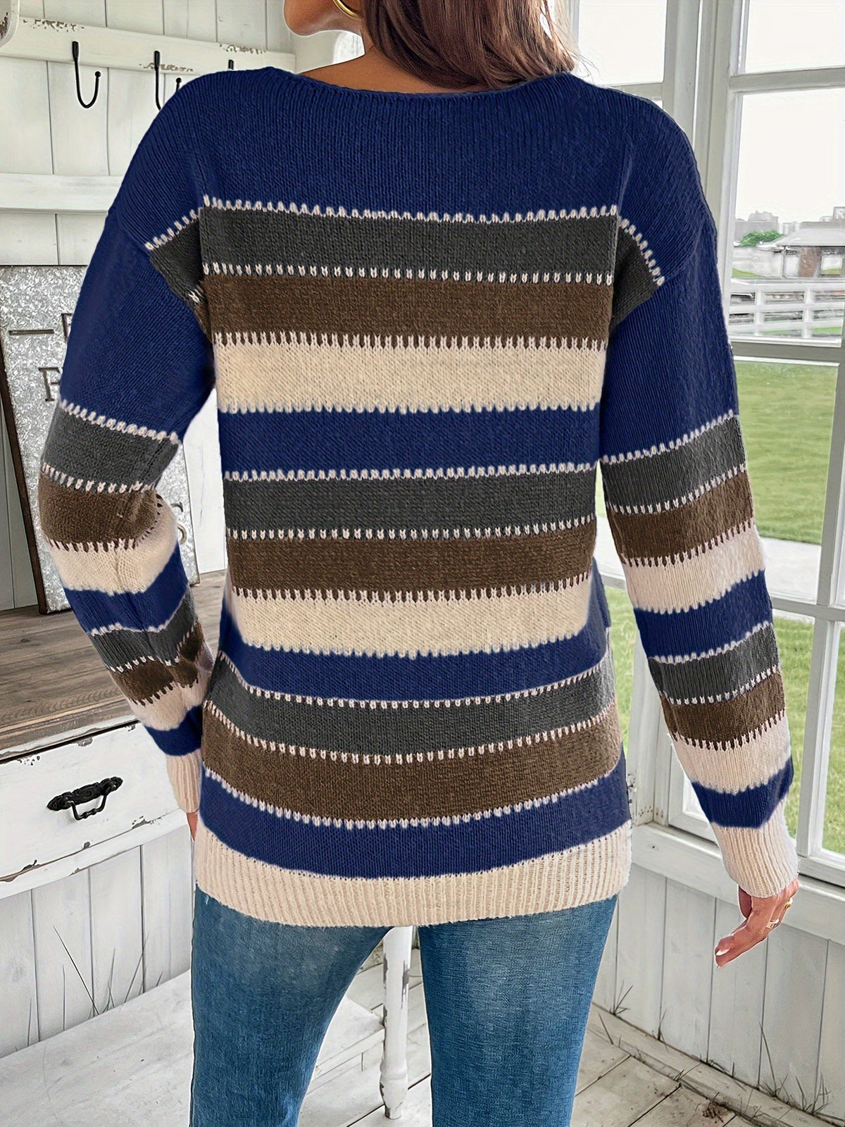 Pull Femme Rayé Style Vintage – Col Rond
