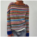 Pull Femme Rayé Multicolore – Col Bateau