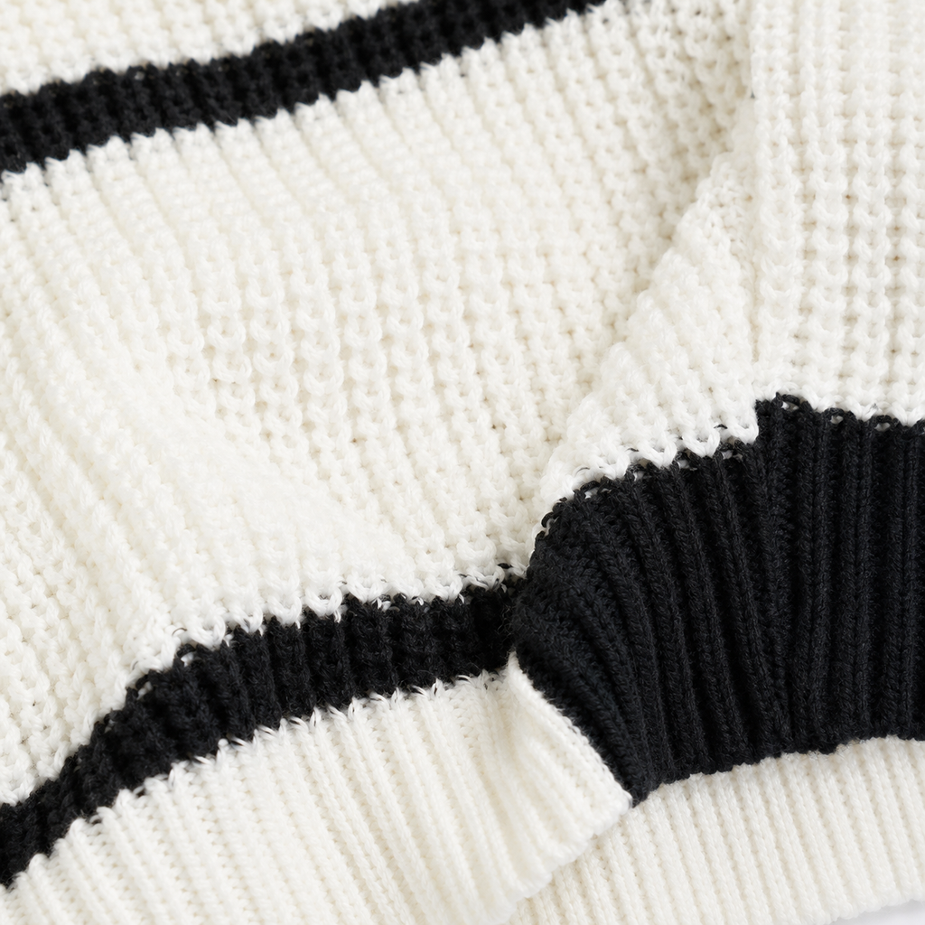 Pull Femme Grande Taille Rayé – Col Montant