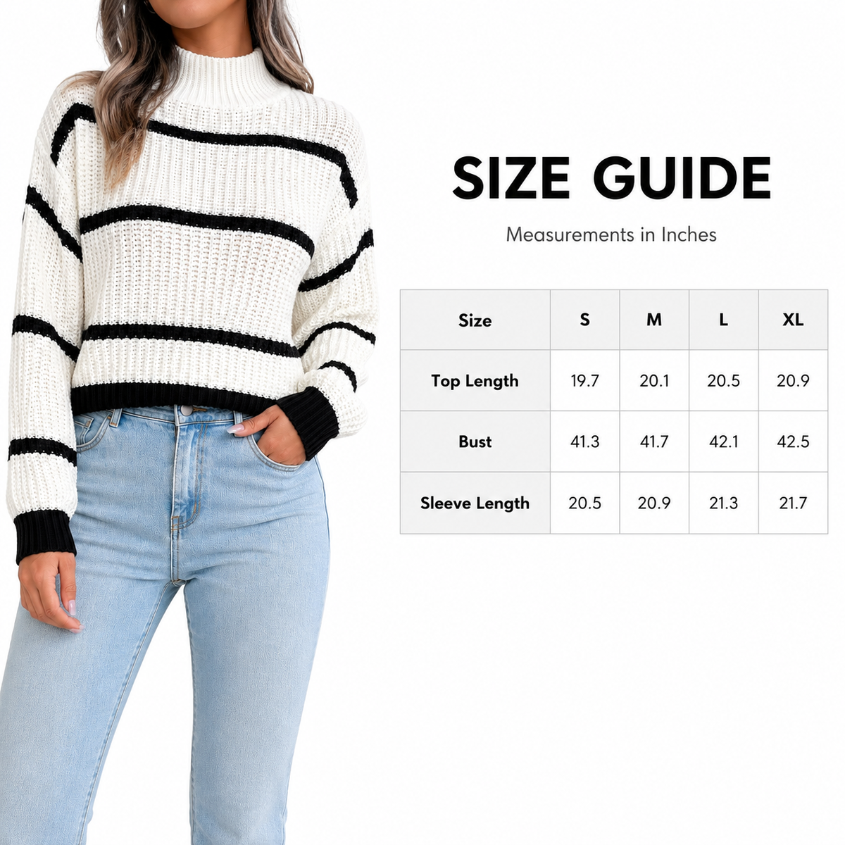 Pull Femme Grande Taille Rayé – Col Montant