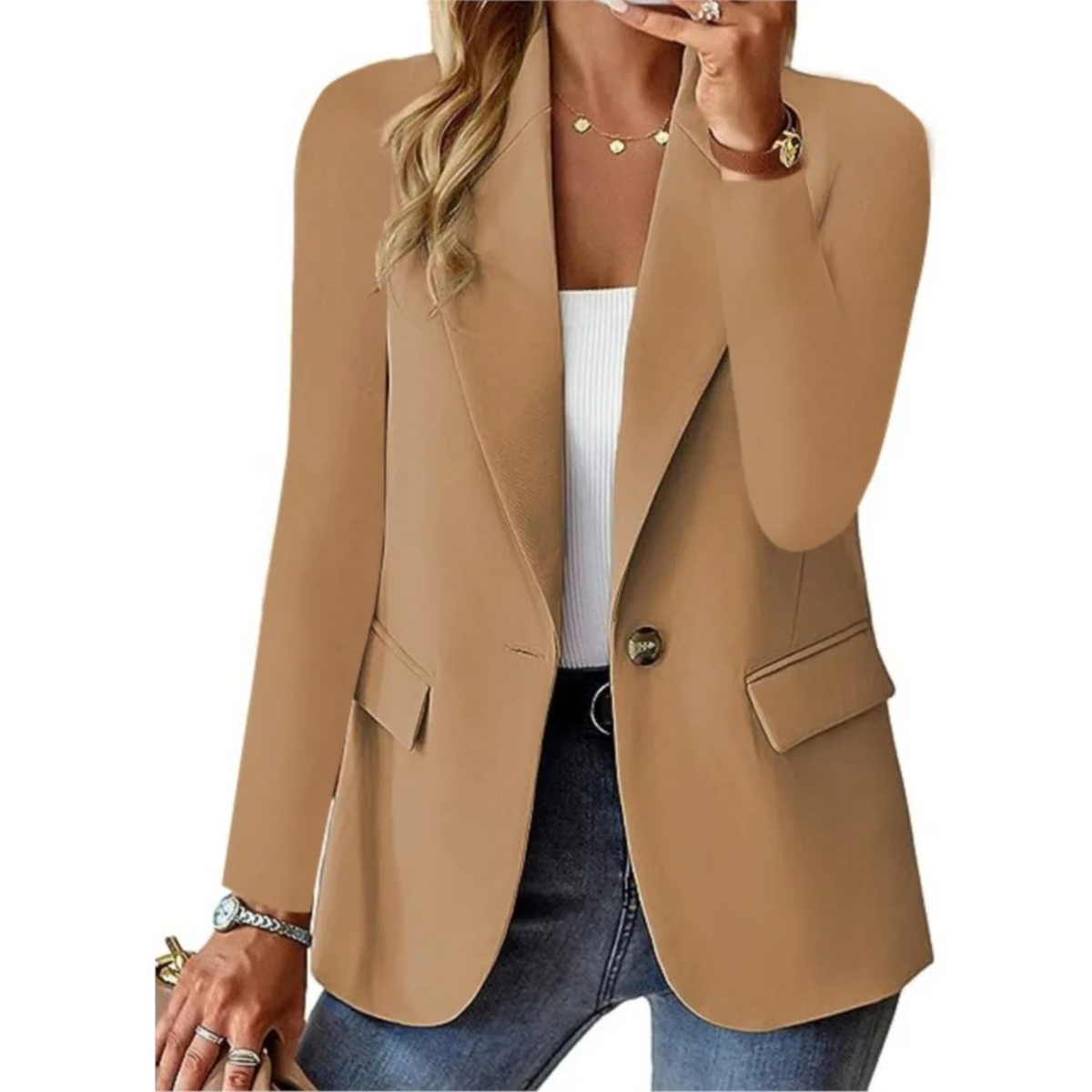 Blazer Femme Cintré À Poches – Col Tailleur