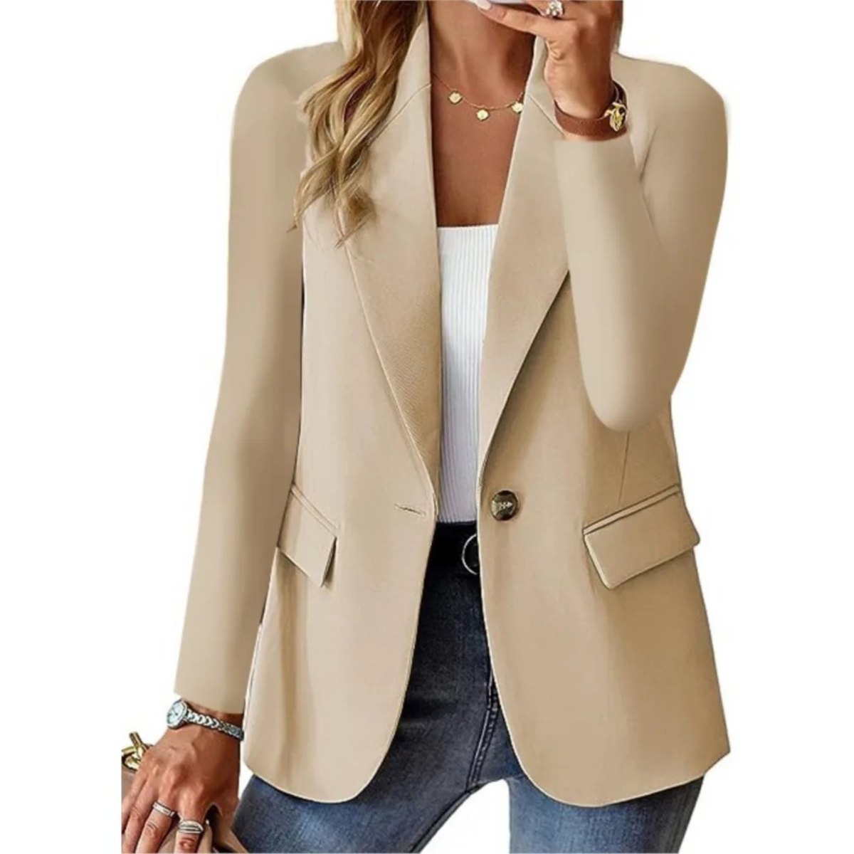 Blazer Femme Cintré À Poches – Col Tailleur