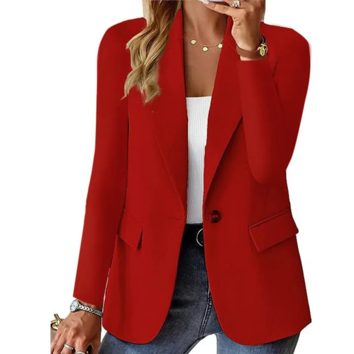 Blazer Femme Cintré À Poches – Col Tailleur