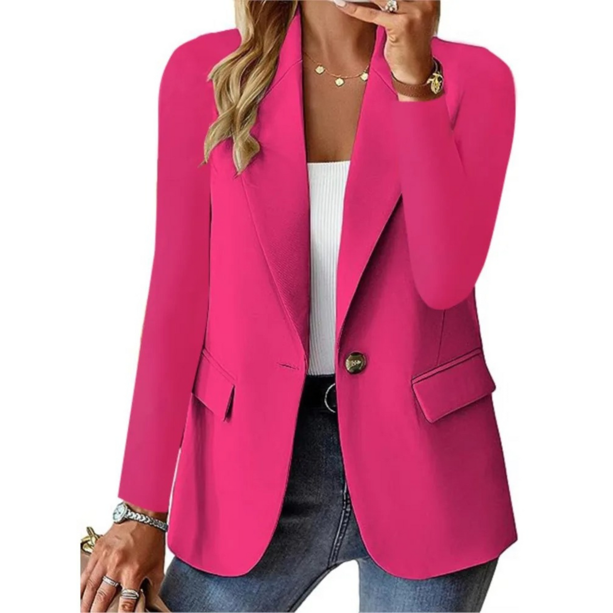 Blazer Femme Cintré À Poches – Col Tailleur
