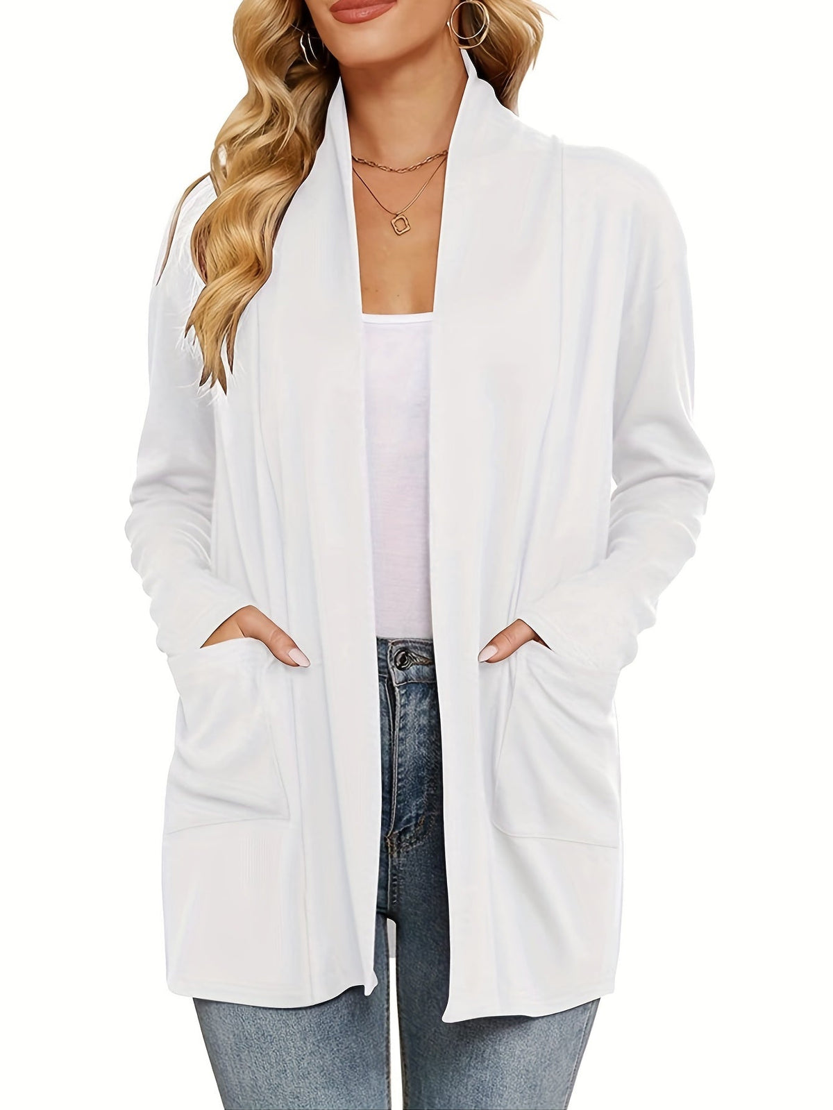 Gilet Long Femme Ouvert – Avec Poches
