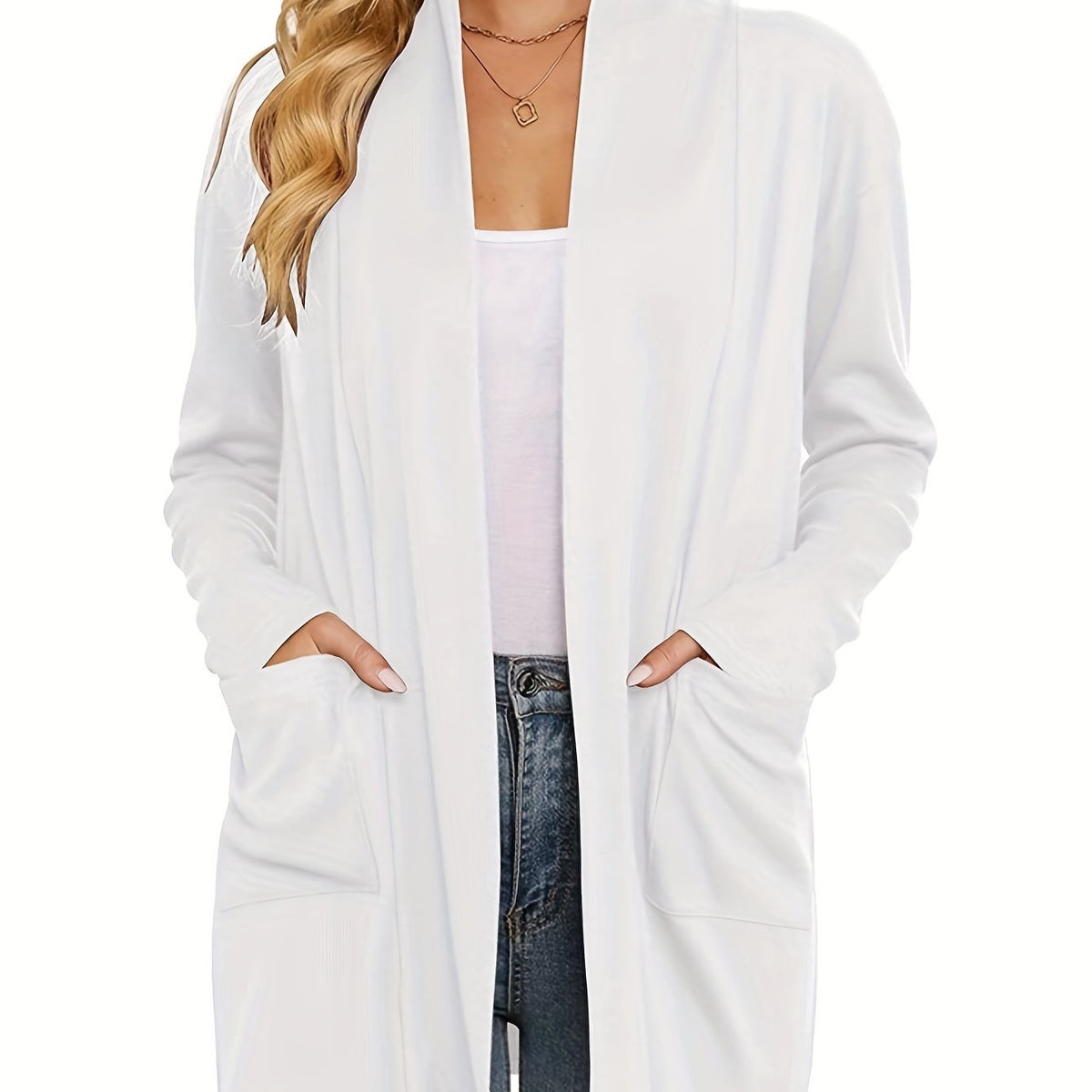 Gilet Long Femme Ouvert – Avec Poches