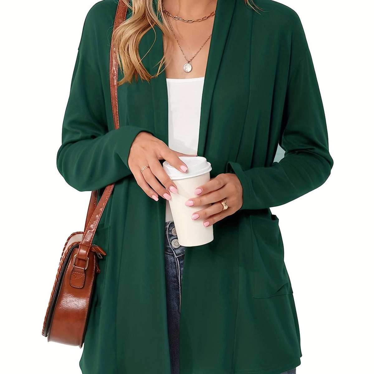 Gilet Long Femme Ouvert – Avec Poches