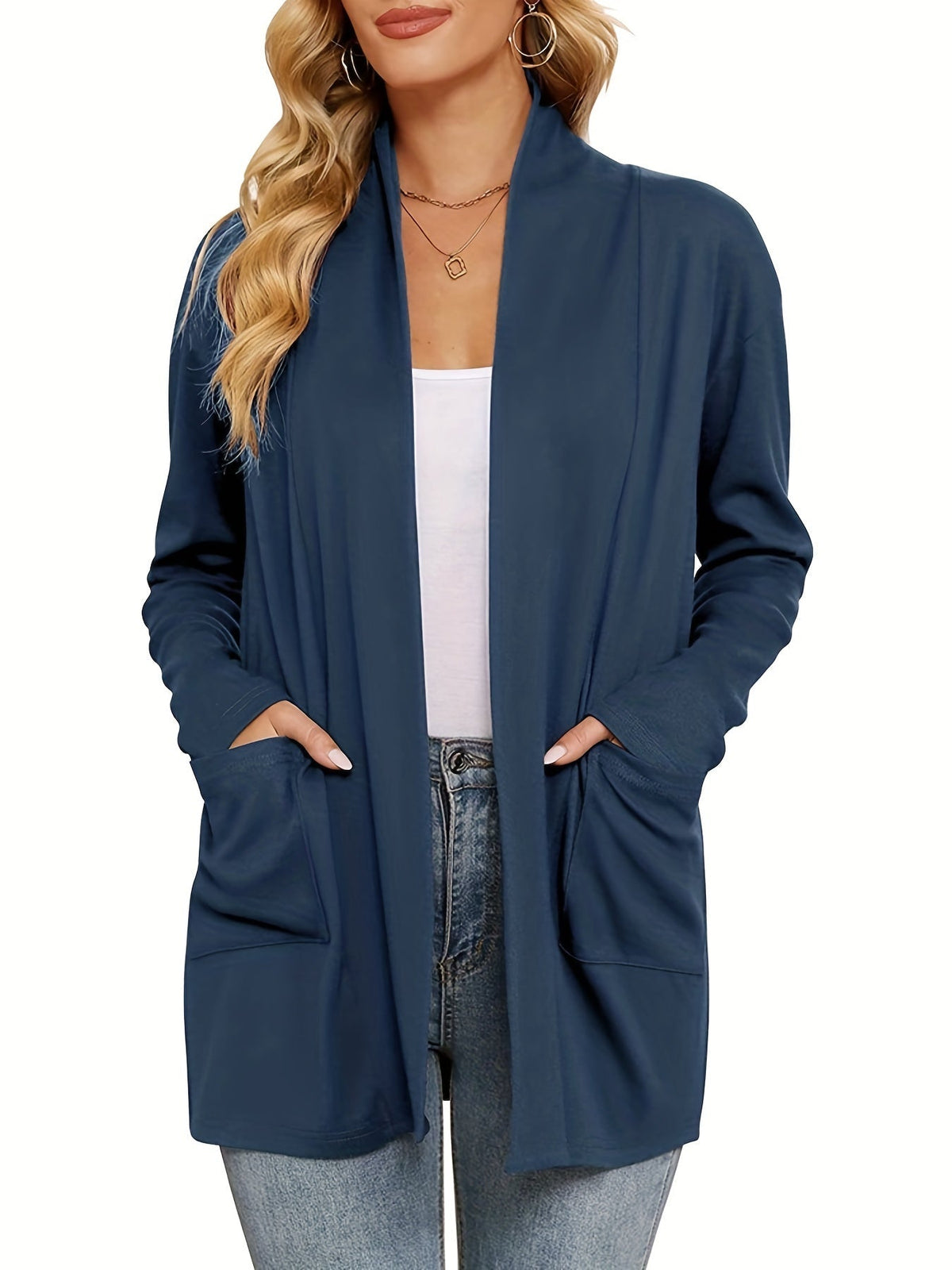 Gilet Long Femme Ouvert – Avec Poches