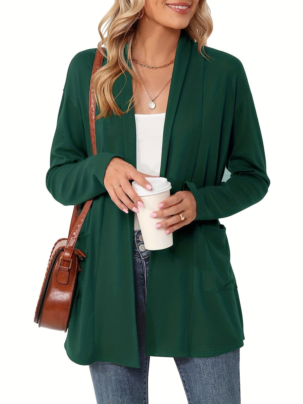 Gilet Long Femme Ouvert – Avec Poches