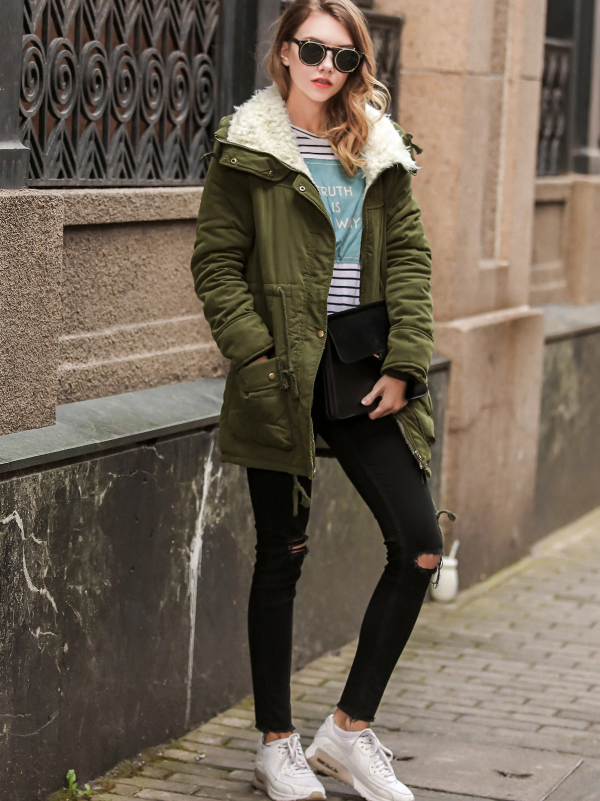 Parka Femme Doublée Fausse Fourrure – Taille Ajustable