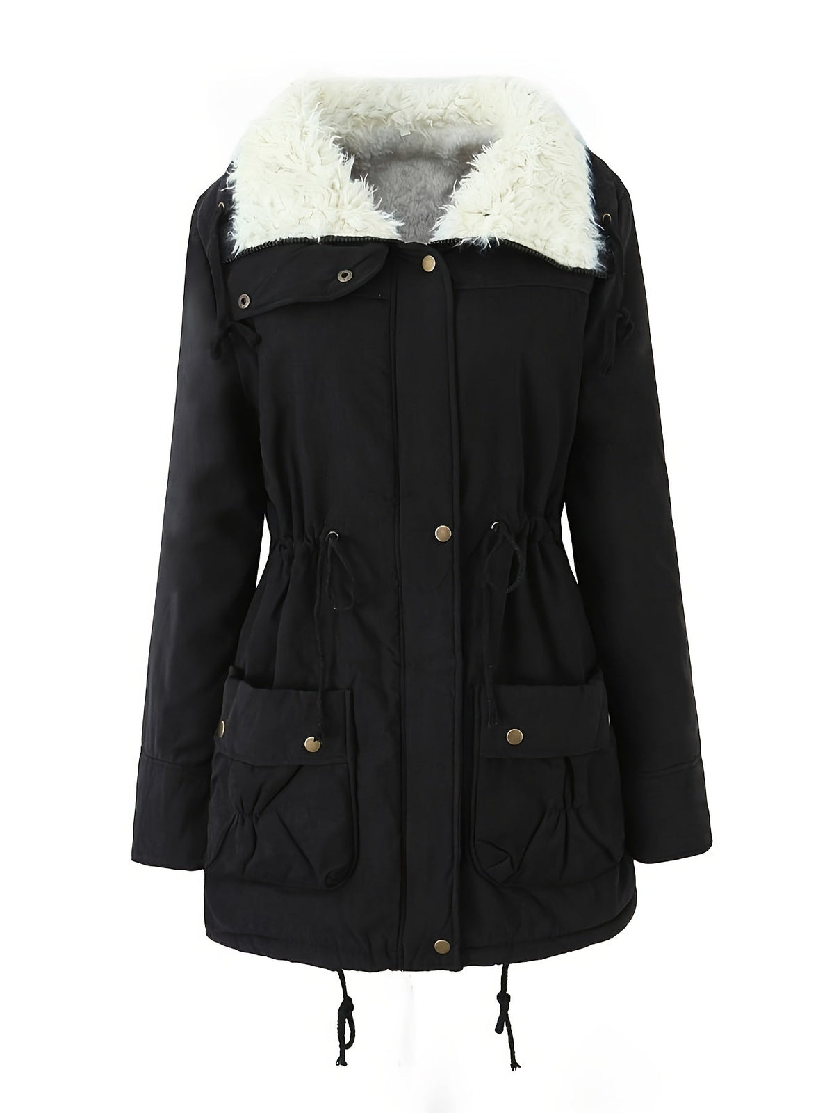 Parka Femme Doublée Fausse Fourrure – Taille Ajustable