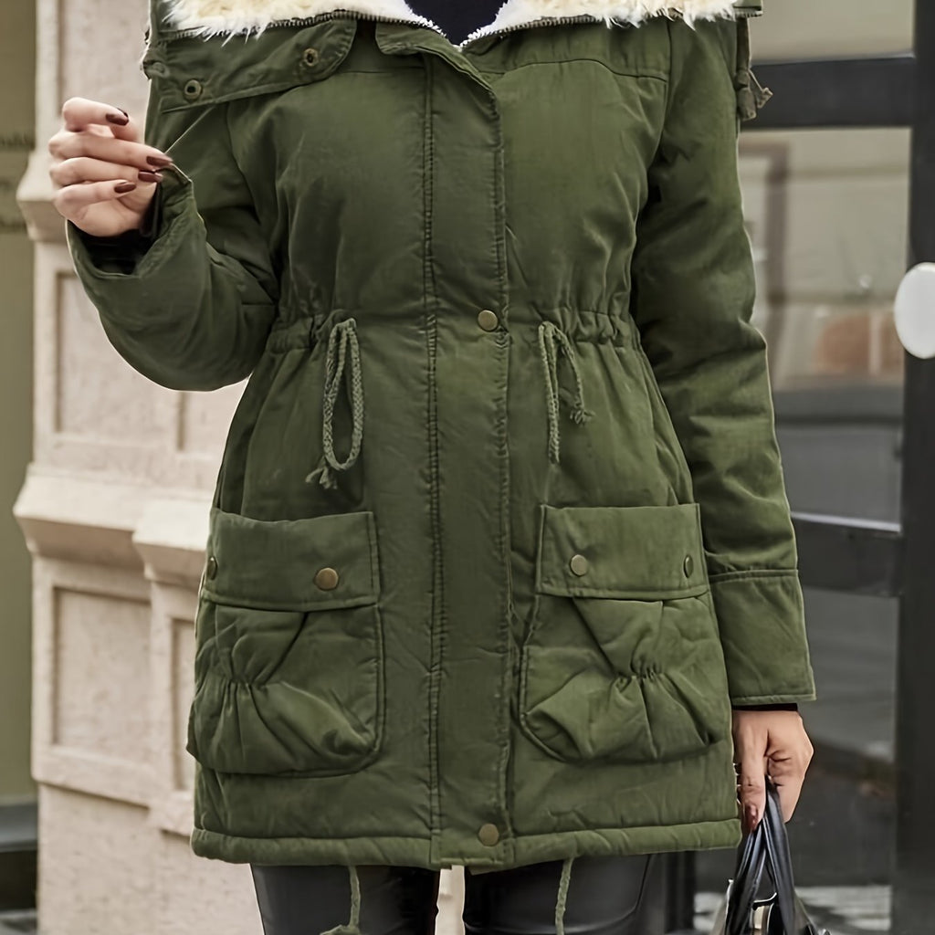 Parka Femme Doublée Fausse Fourrure – Taille Ajustable
