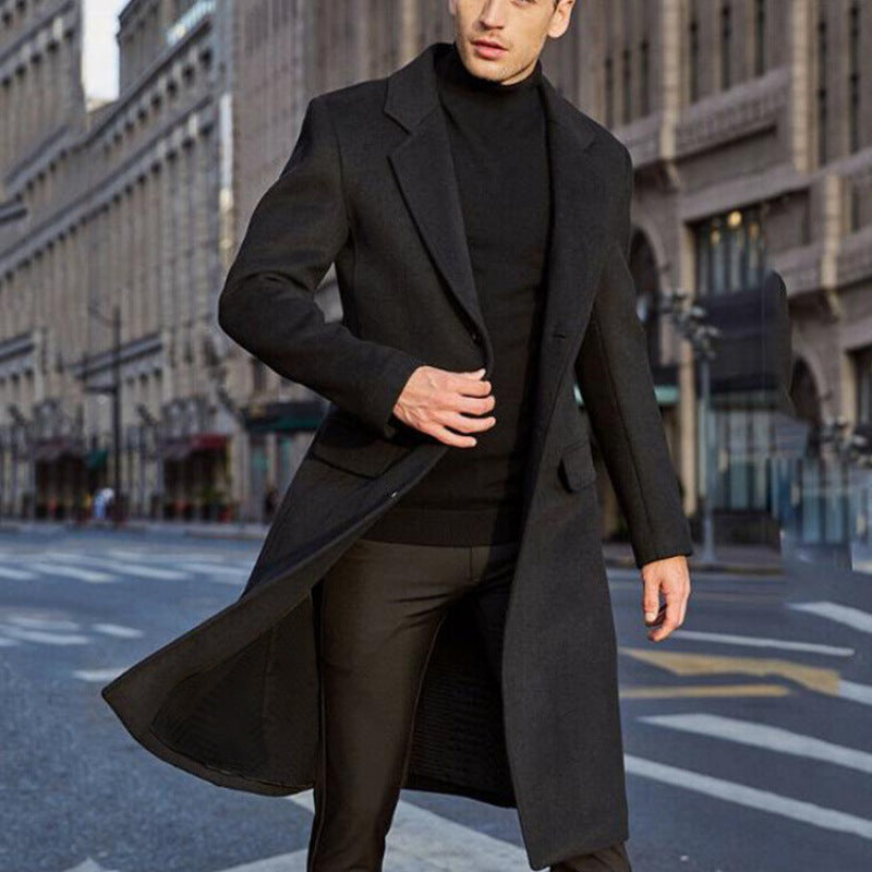 Manteau Long Homme Ajusté – Simple Boutonnage