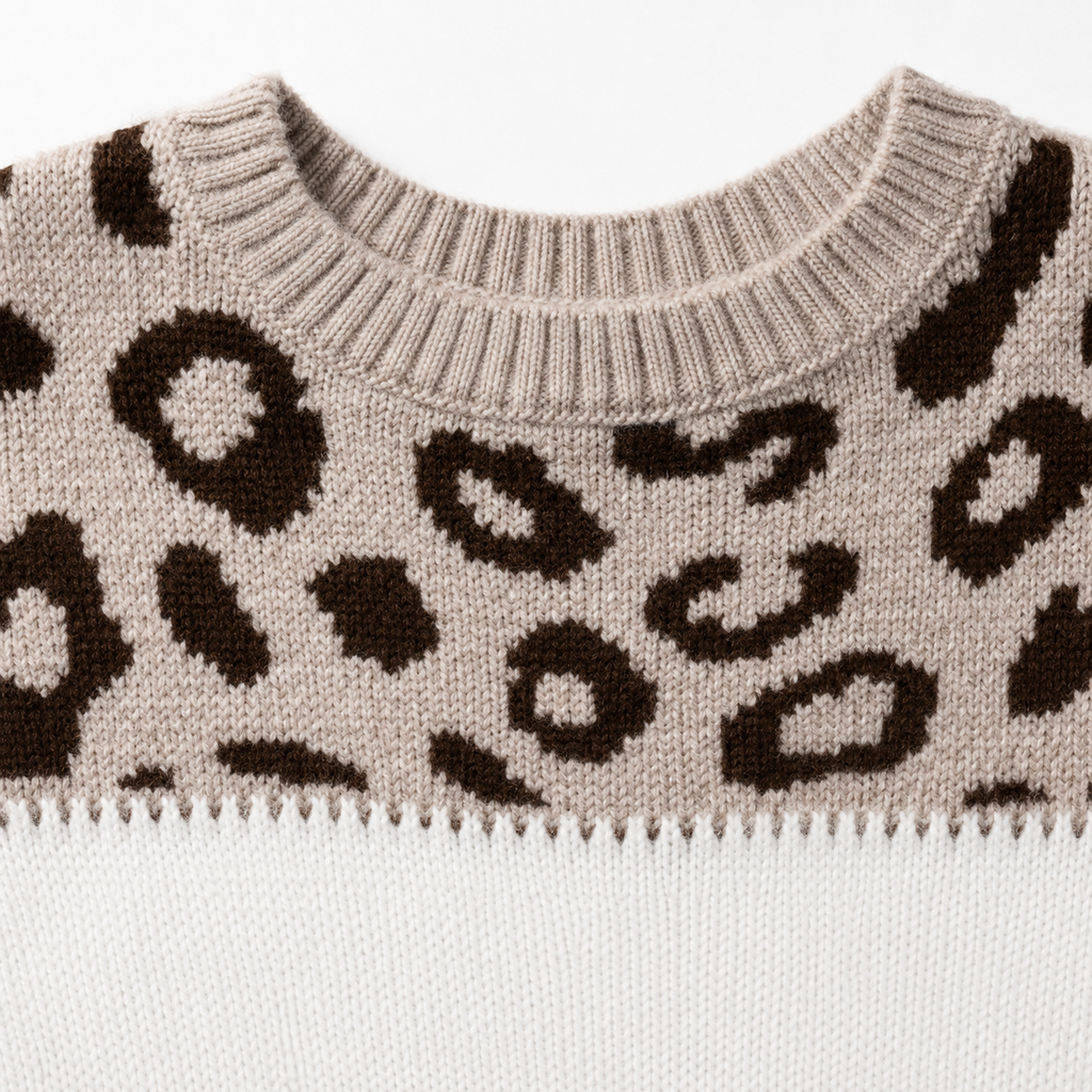 Pull Femme Grande Taille Color Block – Imprimé Léopard