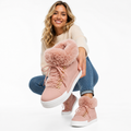Bottines Femme À Lacets Et Col Fourrure – Effet Suédine